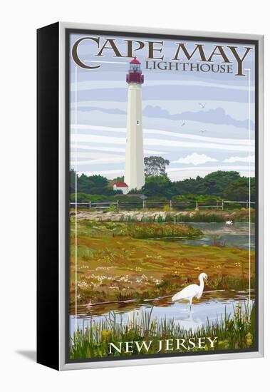 Cape May Lighthouse - New Jersey Shore-Lantern Press-Framed Stretched Canvas