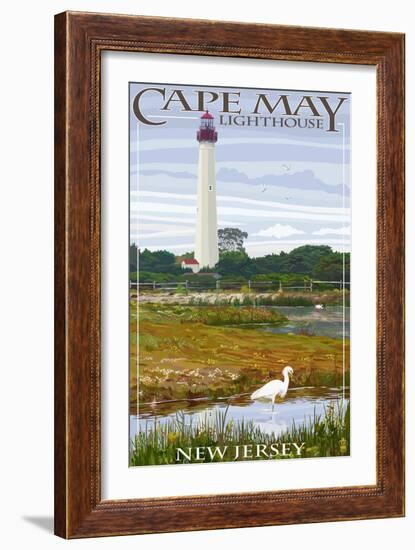 Cape May Lighthouse - New Jersey Shore-Lantern Press-Framed Premium Giclee Print
