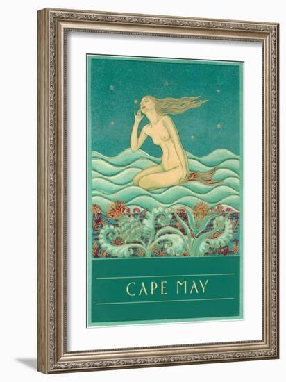 Cape May, Listening Mermaid-null-Framed Art Print