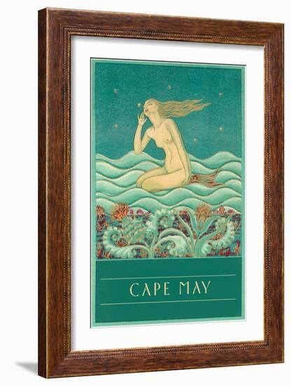 Cape May, Listening Mermaid-null-Framed Art Print