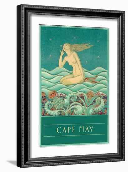 Cape May, Listening Mermaid-null-Framed Art Print