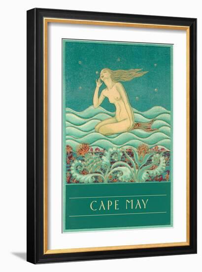 Cape May, Listening Mermaid-null-Framed Art Print