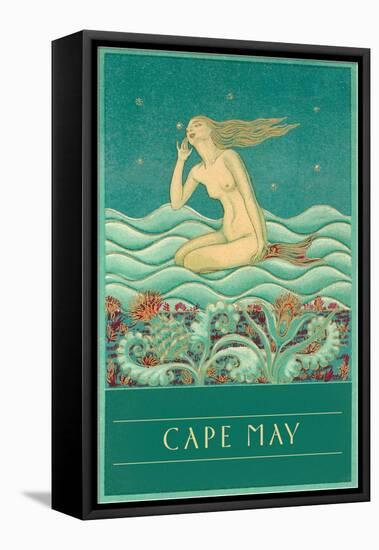 Cape May, Listening Mermaid-null-Framed Stretched Canvas