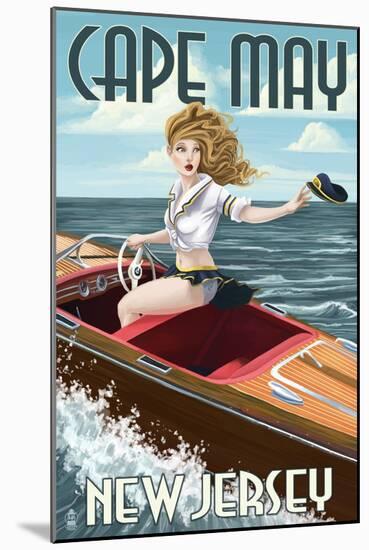 Cape May, New Jersey - Boating Pinup Girl-Lantern Press-Mounted Art Print