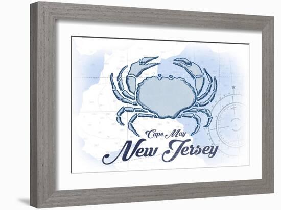 Cape May, New Jersey - Crab - Blue - Coastal Icon-Lantern Press-Framed Art Print