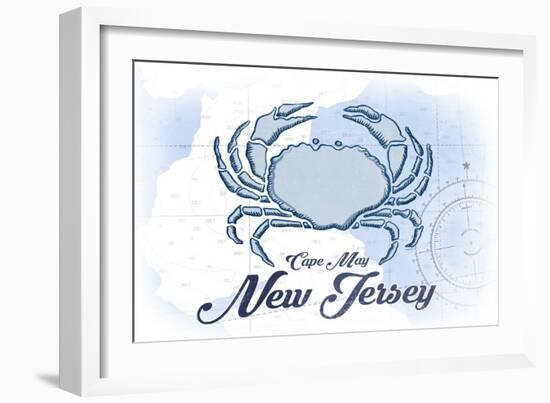 Cape May, New Jersey - Crab - Blue - Coastal Icon-Lantern Press-Framed Art Print