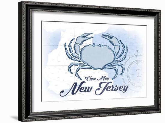 Cape May, New Jersey - Crab - Blue - Coastal Icon-Lantern Press-Framed Art Print