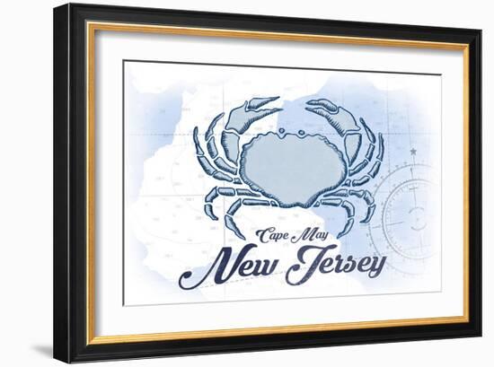 Cape May, New Jersey - Crab - Blue - Coastal Icon-Lantern Press-Framed Art Print