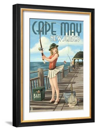 Cape May, New Jersey - Fishing Pinup Girl' Art Print - Lantern