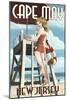 Cape May, New Jersey - Lifeguard Pinup Girl-Lantern Press-Mounted Art Print