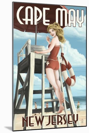 Cape May, New Jersey - Lifeguard Pinup Girl-Lantern Press-Mounted Art Print