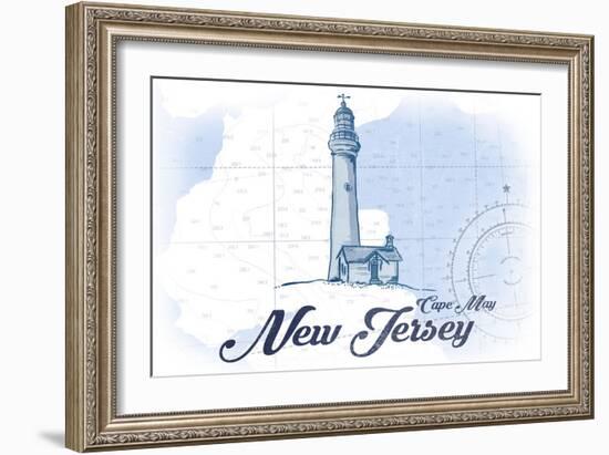 Cape May, New Jersey - Lighthouse - Blue - Coastal Icon-Lantern Press-Framed Art Print