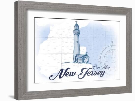 Cape May, New Jersey - Lighthouse - Blue - Coastal Icon-Lantern Press-Framed Art Print