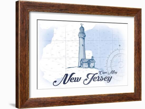 Cape May, New Jersey - Lighthouse - Blue - Coastal Icon-Lantern Press-Framed Art Print