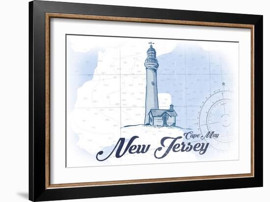 Cape May, New Jersey - Lighthouse - Blue - Coastal Icon-Lantern Press-Framed Art Print