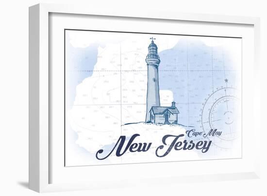 Cape May, New Jersey - Lighthouse - Blue - Coastal Icon-Lantern Press-Framed Art Print