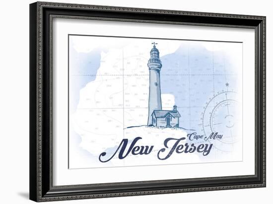 Cape May, New Jersey - Lighthouse - Blue - Coastal Icon-Lantern Press-Framed Art Print