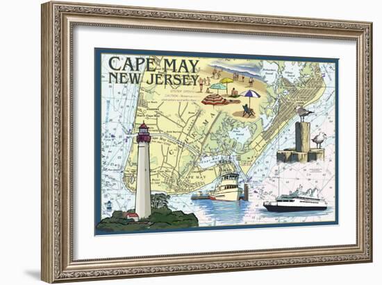 Cape May, New Jersey - Nautical Chart-Lantern Press-Framed Art Print