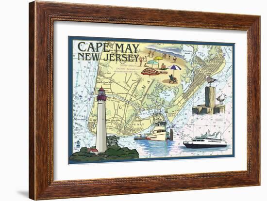 Cape May, New Jersey - Nautical Chart-Lantern Press-Framed Art Print