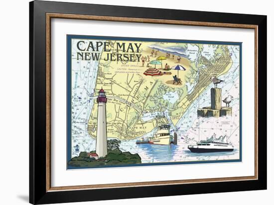 Cape May, New Jersey - Nautical Chart-Lantern Press-Framed Art Print