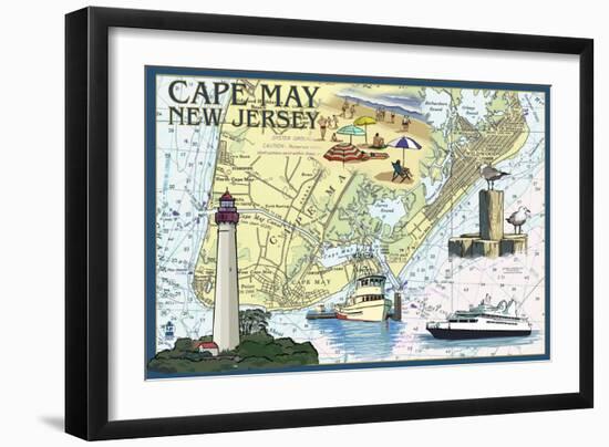 Cape May, New Jersey - Nautical Chart-Lantern Press-Framed Art Print