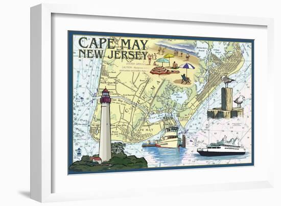 Cape May, New Jersey - Nautical Chart-Lantern Press-Framed Art Print