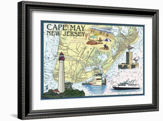 Cape May, New Jersey - Nautical Chart-Lantern Press-Framed Art Print