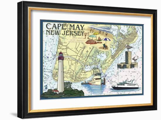 Cape May, New Jersey - Nautical Chart-Lantern Press-Framed Art Print