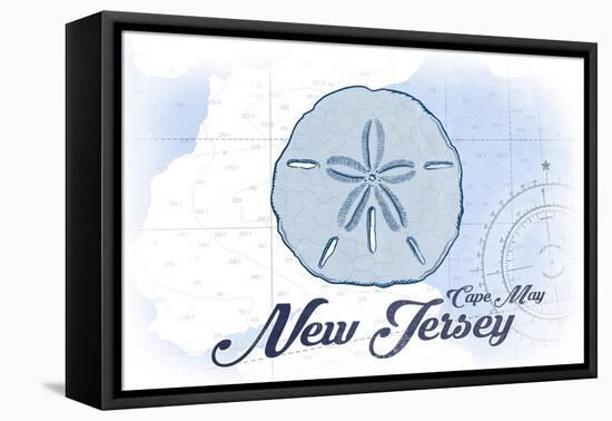 Cape May, New Jersey - Sand Dollar - Blue - Coastal Icon-Lantern Press-Framed Stretched Canvas