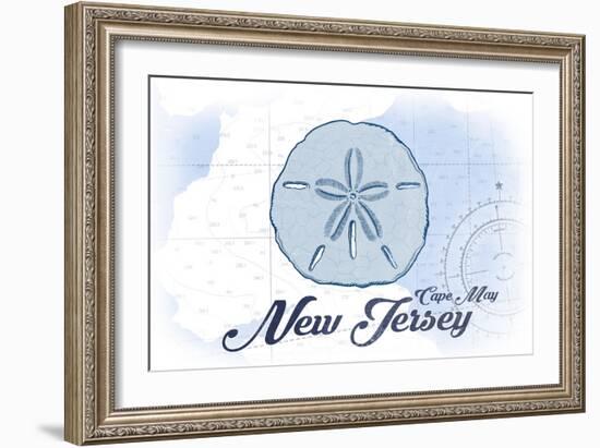 Cape May, New Jersey - Sand Dollar - Blue - Coastal Icon-Lantern Press-Framed Art Print