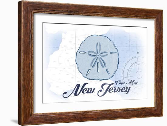 Cape May, New Jersey - Sand Dollar - Blue - Coastal Icon-Lantern Press-Framed Art Print