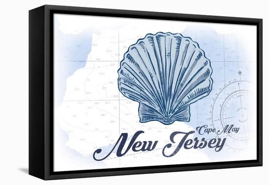 Cape May, New Jersey - Scallop Shell - Blue - Coastal Icon-Lantern Press-Framed Stretched Canvas