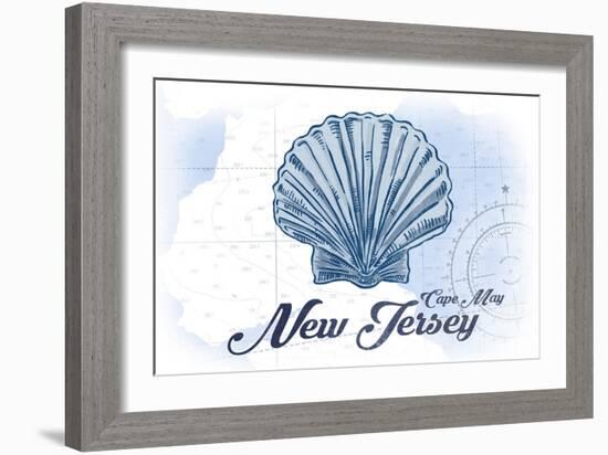 Cape May, New Jersey - Scallop Shell - Blue - Coastal Icon-Lantern Press-Framed Art Print