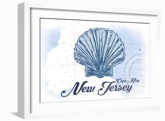 Cape May, New Jersey - Scallop Shell - Blue - Coastal Icon-Lantern Press-Framed Art Print