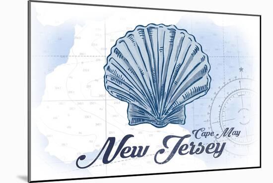 Cape May, New Jersey - Scallop Shell - Blue - Coastal Icon-Lantern Press-Mounted Art Print