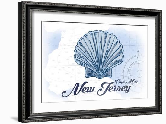 Cape May, New Jersey - Scallop Shell - Blue - Coastal Icon-Lantern Press-Framed Art Print