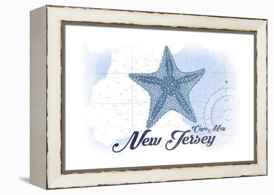 Cape May, New Jersey - Starfish - Blue - Coastal Icon-Lantern Press-Framed Stretched Canvas