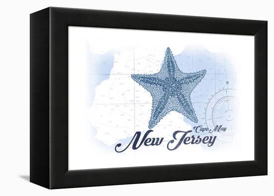 Cape May, New Jersey - Starfish - Blue - Coastal Icon-Lantern Press-Framed Stretched Canvas