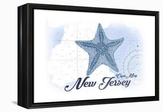 Cape May, New Jersey - Starfish - Blue - Coastal Icon-Lantern Press-Framed Stretched Canvas