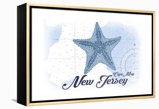 Cape May, New Jersey - Starfish - Blue - Coastal Icon-Lantern Press-Framed Stretched Canvas