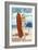 Cape May, New Jersey - Surfing Pinup Girl-Lantern Press-Framed Art Print