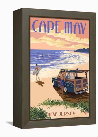 Cape May, New Jersey - Woody on the Beach-Lantern Press-Framed Stretched Canvas