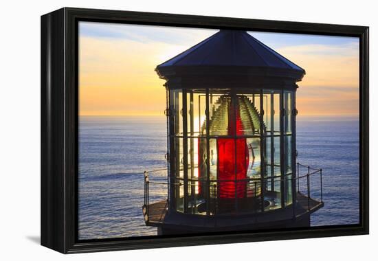 Cape Meares Lighthouse Lens at Sunset, from Cape Meares, Oregon, USA-Craig Tuttle-Framed Premier Image Canvas