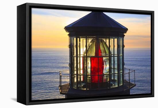 Cape Meares Lighthouse Lens at Sunset, from Cape Meares, Oregon, USA-Craig Tuttle-Framed Premier Image Canvas