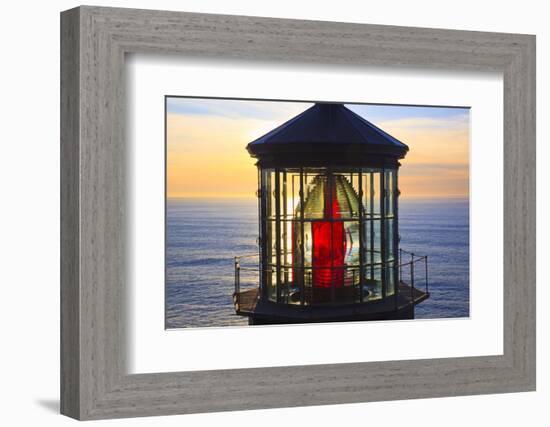 Cape Meares Lighthouse Lens at Sunset, from Cape Meares, Oregon, USA-Craig Tuttle-Framed Photographic Print