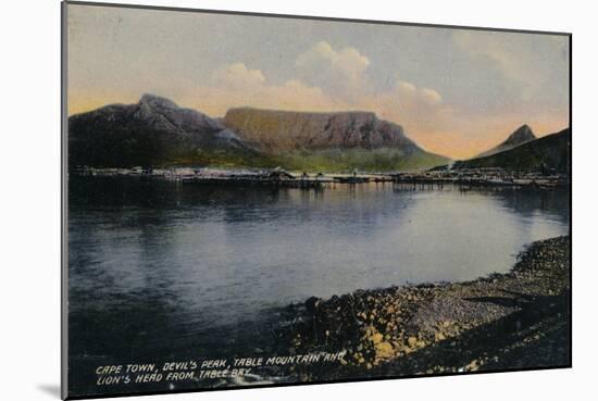 'Cape Town, Devil's Peak, Table Mountain and Lion's Head from Table Bay', c1900-Unknown-Mounted Giclee Print