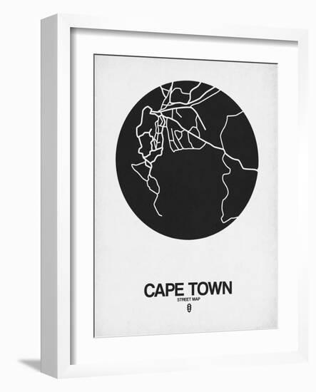 Cape Town Street Map Black on White-NaxArt-Framed Art Print