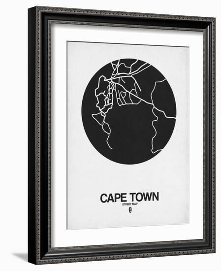 Cape Town Street Map Black on White-NaxArt-Framed Art Print