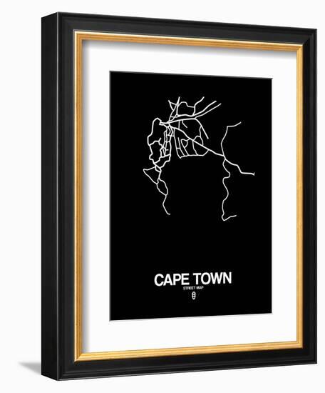 Cape Town Street Map Black-NaxArt-Framed Art Print