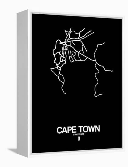 Cape Town Street Map Black-NaxArt-Framed Stretched Canvas